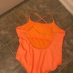 Orange one piece bathing suit